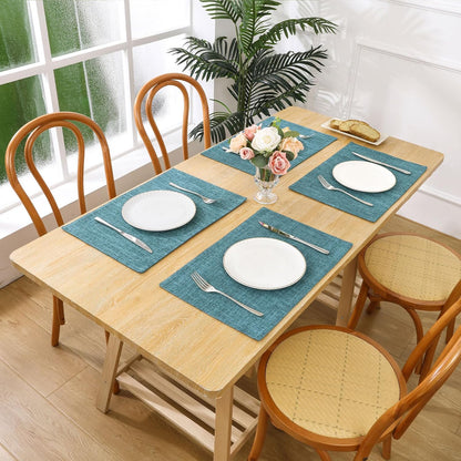 Woven Fabric Placemats Set of 4 Heat Resistant Place Mats Non Slip Washable Double Layer Cloth Placemats Reversible Table Mats Kitchen Dining Table Decor (4, Yellow)