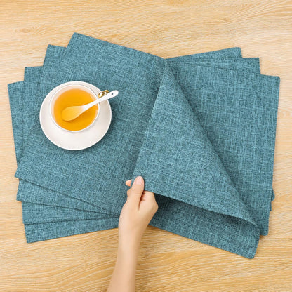 Woven Fabric Placemats Set of 4 Heat Resistant Place Mats Non Slip Washable Double Layer Cloth Placemats Reversible Table Mats Kitchen Dining Table Decor (4, Yellow)