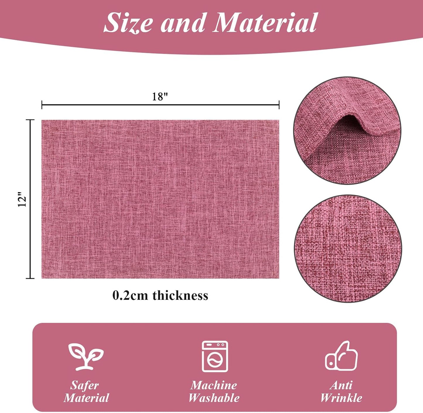 Woven Fabric Placemats Set of 4 Heat Resistant Place Mats Non Slip Washable Double Layer Cloth Placemats Reversible Table Mats Kitchen Dining Table Decor (4, Yellow)