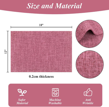 Woven Fabric Placemats Set of 4 Heat Resistant Place Mats Non Slip Washable Double Layer Cloth Placemats Reversible Table Mats Kitchen Dining Table Decor (4, Yellow)