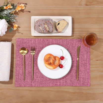 Woven Fabric Placemats Set of 4 Heat Resistant Place Mats Non Slip Washable Double Layer Cloth Placemats Reversible Table Mats Kitchen Dining Table Decor (4, Yellow)