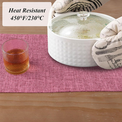 Woven Fabric Placemats Set of 4 Heat Resistant Place Mats Non Slip Washable Double Layer Cloth Placemats Reversible Table Mats Kitchen Dining Table Decor (4, Yellow)