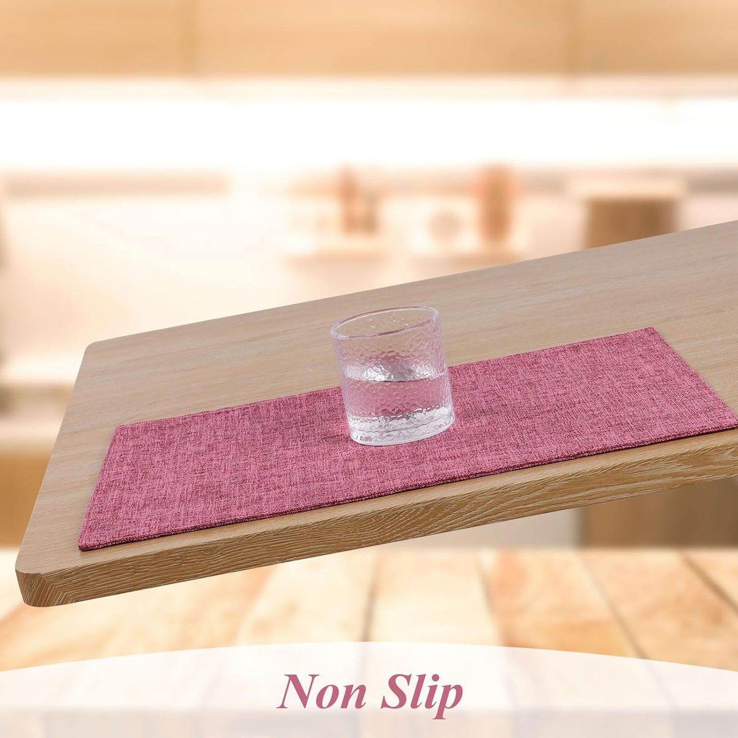 Woven Fabric Placemats Set of 4 Heat Resistant Place Mats Non Slip Washable Double Layer Cloth Placemats Reversible Table Mats Kitchen Dining Table Decor (4, Yellow)