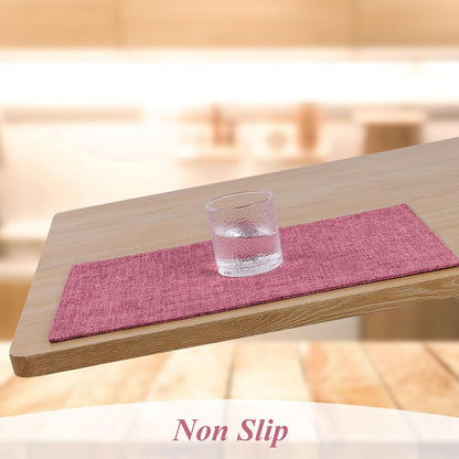 Woven Fabric Placemats Set of 4 Heat Resistant Place Mats Non Slip Washable Double Layer Cloth Placemats Reversible Table Mats Kitchen Dining Table Decor (4, Yellow)