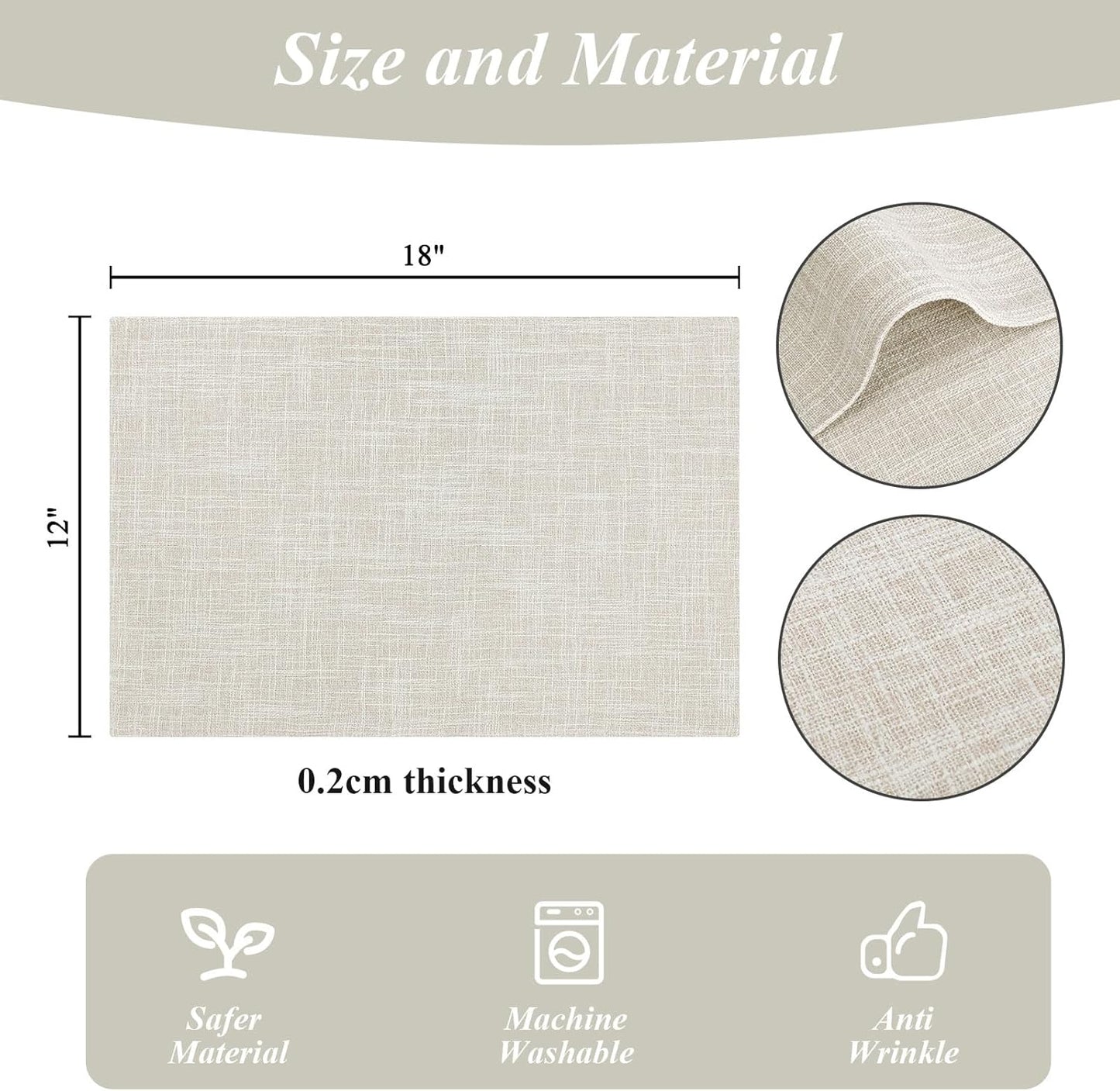 Woven Fabric Placemats Set of 4 Heat Resistant Place Mats Non Slip Washable Double Layer Cloth Placemats Reversible Table Mats Kitchen Dining Table Decor (4, Yellow)