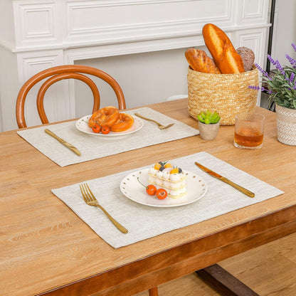 Woven Fabric Placemats Set of 4 Heat Resistant Place Mats Non Slip Washable Double Layer Cloth Placemats Reversible Table Mats Kitchen Dining Table Decor (4, Yellow)
