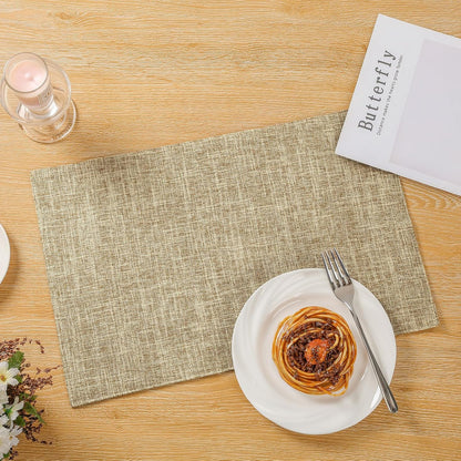 Woven Fabric Placemats Set of 4 Heat Resistant Place Mats Non Slip Washable Double Layer Cloth Placemats Reversible Table Mats Kitchen Dining Table Decor (4, Yellow)