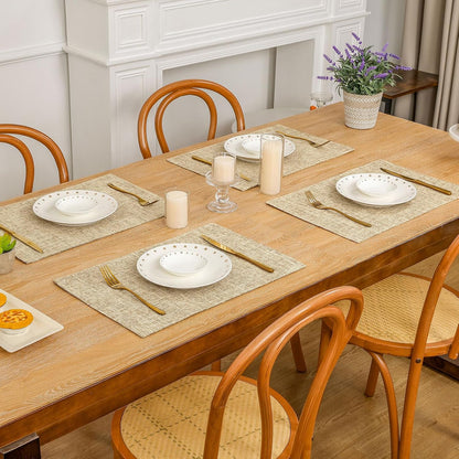Woven Fabric Placemats Set of 4 Heat Resistant Place Mats Non Slip Washable Double Layer Cloth Placemats Reversible Table Mats Kitchen Dining Table Decor (4, Yellow)