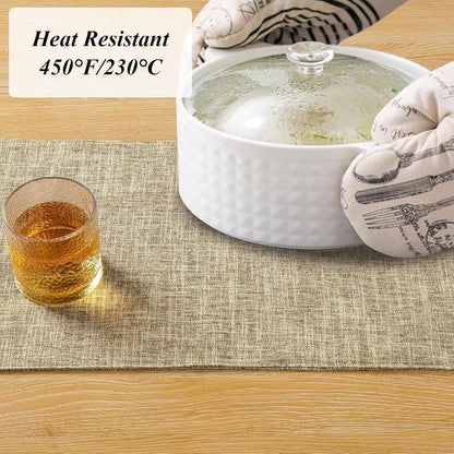 Woven Fabric Placemats Set of 4 Heat Resistant Place Mats Non Slip Washable Double Layer Cloth Placemats Reversible Table Mats Kitchen Dining Table Decor (4, Yellow)