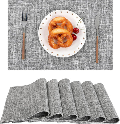 Woven Fabric Placemats Set of 4 Heat Resistant Place Mats Non Slip Washable Double Layer Cloth Placemats Reversible Table Mats Kitchen Dining Table Decor (4, Yellow)