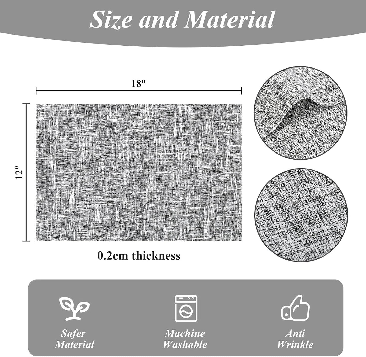 Woven Fabric Placemats Set of 4 Heat Resistant Place Mats Non Slip Washable Double Layer Cloth Placemats Reversible Table Mats Kitchen Dining Table Decor (4, Yellow)