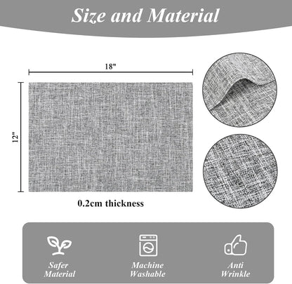Woven Fabric Placemats Set of 4 Heat Resistant Place Mats Non Slip Washable Double Layer Cloth Placemats Reversible Table Mats Kitchen Dining Table Decor (4, Yellow)