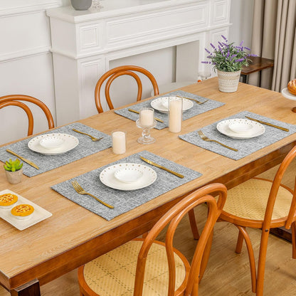 Woven Fabric Placemats Set of 4 Heat Resistant Place Mats Non Slip Washable Double Layer Cloth Placemats Reversible Table Mats Kitchen Dining Table Decor (4, Yellow)