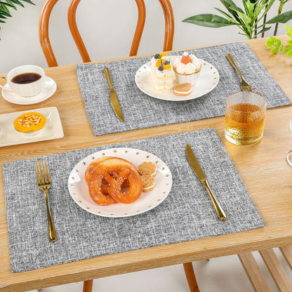 Woven Fabric Placemats Set of 4 Heat Resistant Place Mats Non Slip Washable Double Layer Cloth Placemats Reversible Table Mats Kitchen Dining Table Decor (4, Yellow)