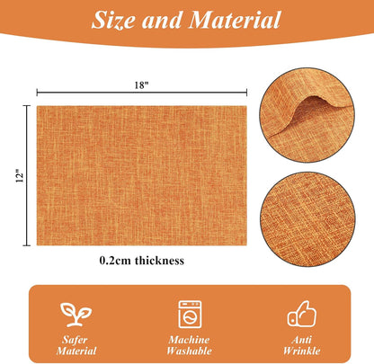 Woven Fabric Placemats Set of 4 Heat Resistant Place Mats Non Slip Washable Double Layer Cloth Placemats Reversible Table Mats Kitchen Dining Table Decor (4, Yellow)