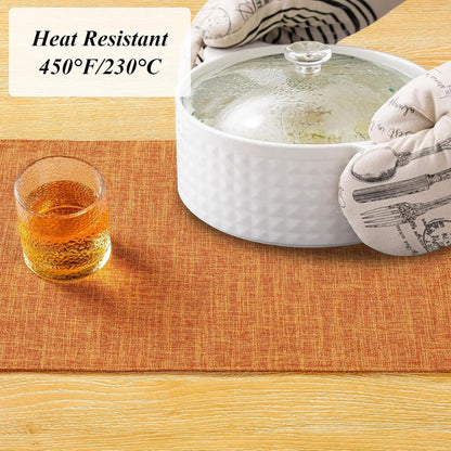 Woven Fabric Placemats Set of 4 Heat Resistant Place Mats Non Slip Washable Double Layer Cloth Placemats Reversible Table Mats Kitchen Dining Table Decor (4, Yellow)