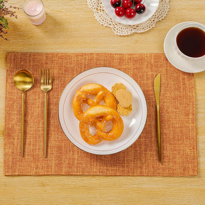Woven Fabric Placemats Set of 4 Heat Resistant Place Mats Non Slip Washable Double Layer Cloth Placemats Reversible Table Mats Kitchen Dining Table Decor (4, Yellow)