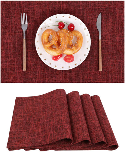 Woven Fabric Placemats Set of 4 Heat Resistant Place Mats Non Slip Washable Double Layer Cloth Placemats Reversible Table Mats Kitchen Dining Table Decor (4, Yellow)