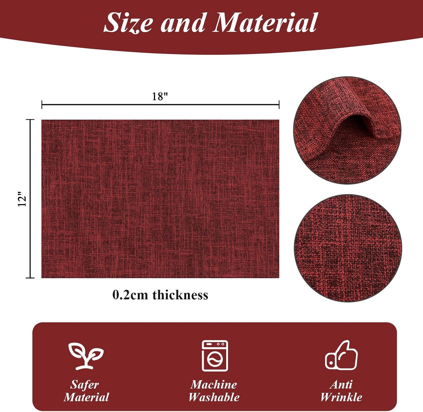 Woven Fabric Placemats Set of 4 Heat Resistant Place Mats Non Slip Washable Double Layer Cloth Placemats Reversible Table Mats Kitchen Dining Table Decor (4, Yellow)