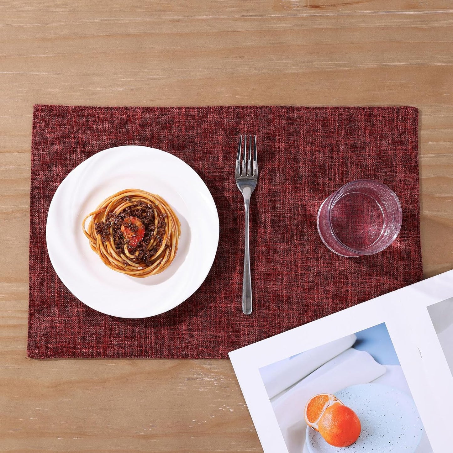 Woven Fabric Placemats Set of 4 Heat Resistant Place Mats Non Slip Washable Double Layer Cloth Placemats Reversible Table Mats Kitchen Dining Table Decor (4, Yellow)