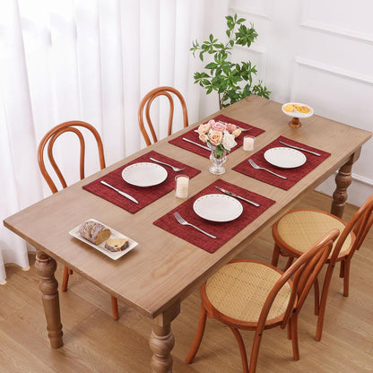 Woven Fabric Placemats Set of 4 Heat Resistant Place Mats Non Slip Washable Double Layer Cloth Placemats Reversible Table Mats Kitchen Dining Table Decor (4, Yellow)