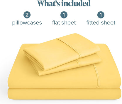 Queen Sheet Set - 1800 Ultra-Soft Microfiber Queen Bed Sheets - Double Brushed - Deep Pockets - Easy Fit - 4 Piece Set - Bedding Sheets & Pillowcases (Queen, Lemon Drop)
