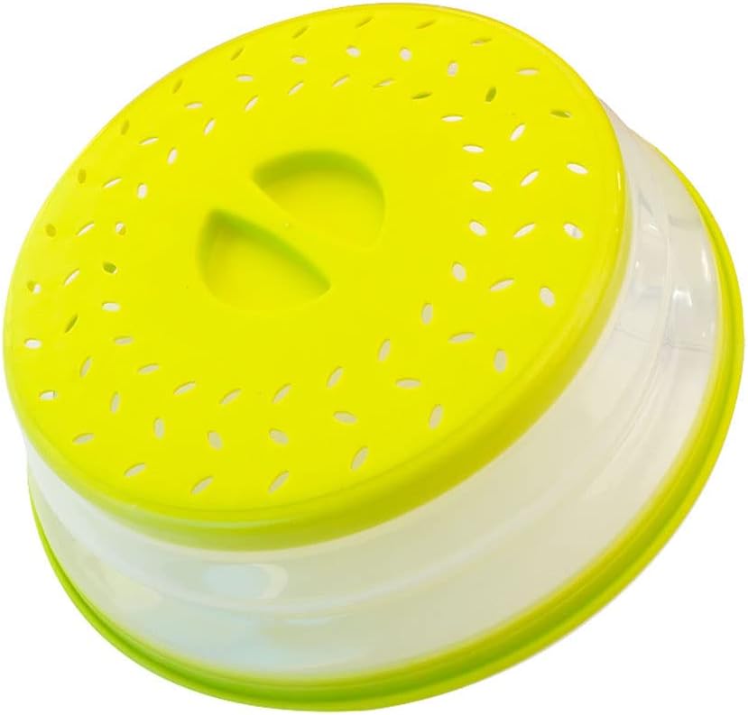 Collapsible Microwave Splatter Cover, 10.5 Inch, Dishwasher-safe, Microwave Plate Cover With Steam Vent，BPA-Free Silicone & Plastic (yellow)