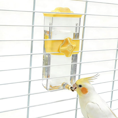 14.5 Fl Oz Automatic Bird Water Dispenser with Spring Valve, Clear Cage Water Drinker for Parakeets, Cockatiels, Budgies, Finch, Lovebirds & Canary(Yellow)