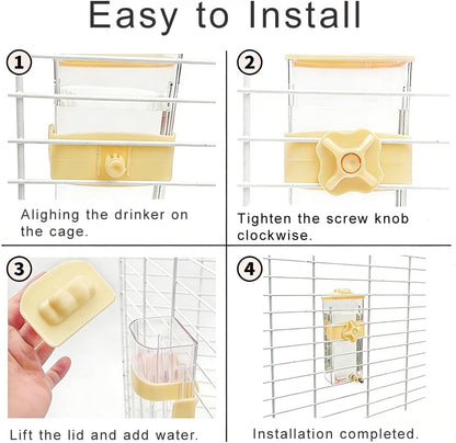 14.5 Fl Oz Automatic Bird Water Dispenser with Spring Valve, Clear Cage Water Drinker for Parakeets, Cockatiels, Budgies, Finch, Lovebirds & Canary(Yellow)