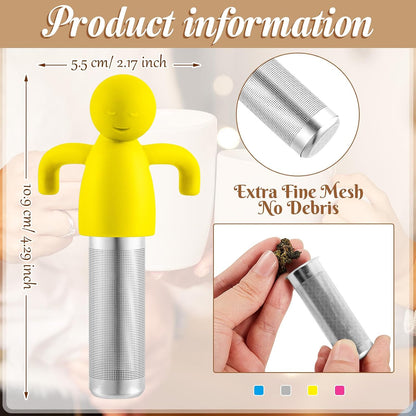 4 Pieces Tea Infuser for Loose Tea Cute Fine Mesh Tea Strainer Stainless Steel Tea Filter Ball Tea Diffuser Steeper for Teacups Teapots (Gray,Blue,Rose Red,Yellow)