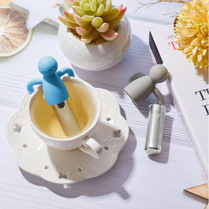 4 Pieces Tea Infuser for Loose Tea Cute Fine Mesh Tea Strainer Stainless Steel Tea Filter Ball Tea Diffuser Steeper for Teacups Teapots (Gray,Blue,Rose Red,Yellow)