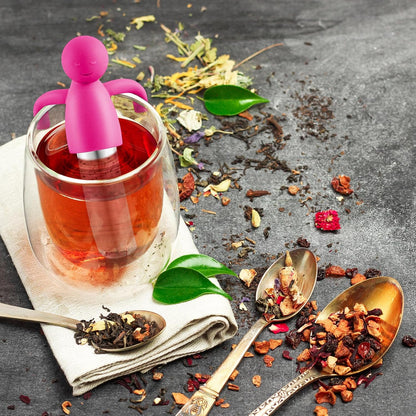 4 Pieces Tea Infuser for Loose Tea Cute Fine Mesh Tea Strainer Stainless Steel Tea Filter Ball Tea Diffuser Steeper for Teacups Teapots (Gray,Blue,Rose Red,Yellow)