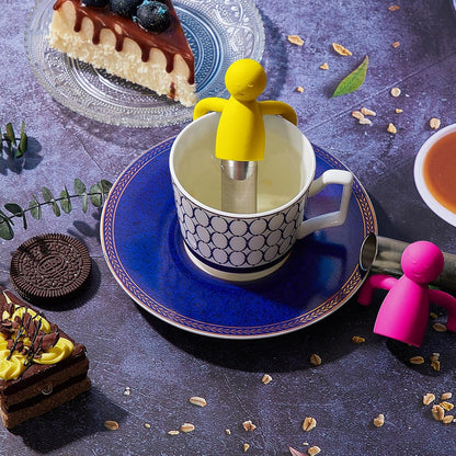 4 Pieces Tea Infuser for Loose Tea Cute Fine Mesh Tea Strainer Stainless Steel Tea Filter Ball Tea Diffuser Steeper for Teacups Teapots (Gray,Blue,Rose Red,Yellow)