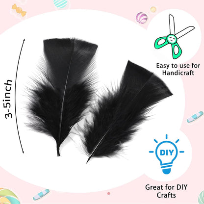 Yellow Turkey Craft Feathers Bulk for Crafts Supplies,300Pcs,3-5inch | Soft Natural Small Feathers for DIY School Crafts,Dream Catcher,Easter,Halloween,Thanksgiving Home Party and Costume Decor