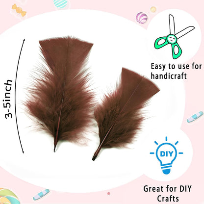 Yellow Turkey Craft Feathers Bulk for Crafts Supplies,300Pcs,3-5inch | Soft Natural Small Feathers for DIY School Crafts,Dream Catcher,Easter,Halloween,Thanksgiving Home Party and Costume Decor