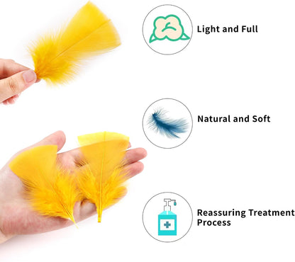 Yellow Turkey Craft Feathers Bulk for Crafts Supplies,300Pcs,3-5inch | Soft Natural Small Feathers for DIY School Crafts,Dream Catcher,Easter,Halloween,Thanksgiving Home Party and Costume Decor
