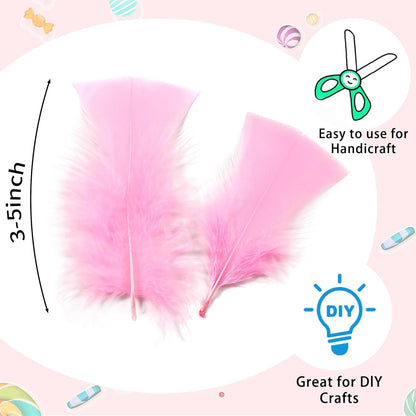 Yellow Turkey Craft Feathers Bulk for Crafts Supplies,300Pcs,3-5inch | Soft Natural Small Feathers for DIY School Crafts,Dream Catcher,Easter,Halloween,Thanksgiving Home Party and Costume Decor