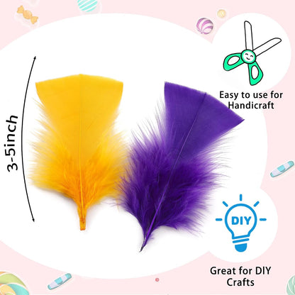 Yellow Turkey Craft Feathers Bulk for Crafts Supplies,300Pcs,3-5inch | Soft Natural Small Feathers for DIY School Crafts,Dream Catcher,Easter,Halloween,Thanksgiving Home Party and Costume Decor