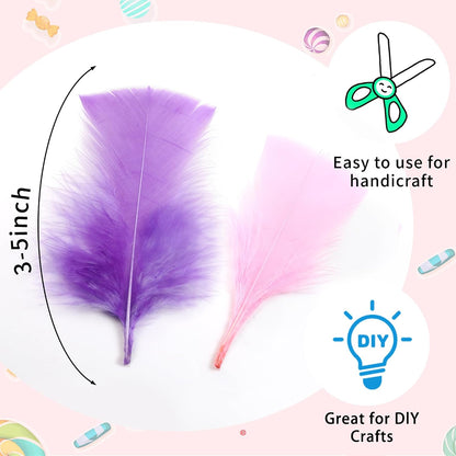 Yellow Turkey Craft Feathers Bulk for Crafts Supplies,300Pcs,3-5inch | Soft Natural Small Feathers for DIY School Crafts,Dream Catcher,Easter,Halloween,Thanksgiving Home Party and Costume Decor