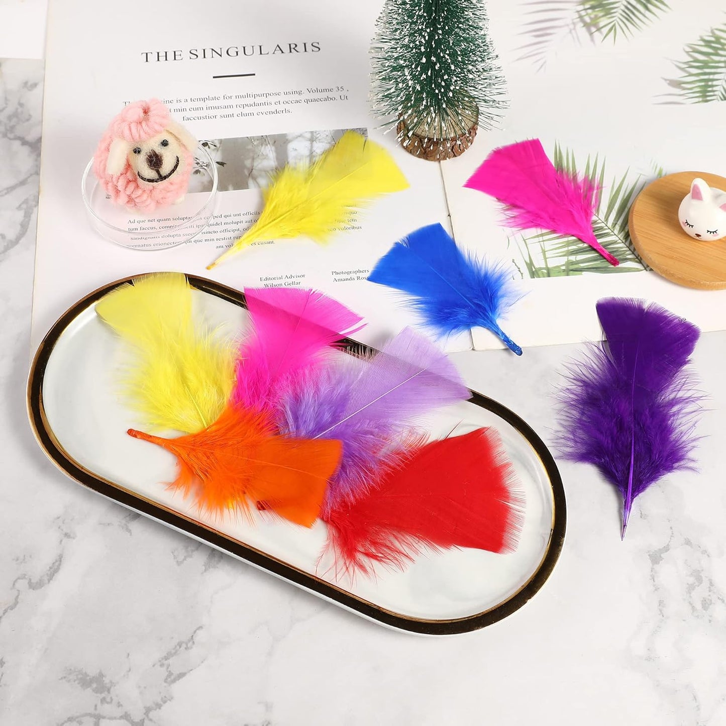 Yellow Turkey Craft Feathers Bulk for Crafts Supplies,300Pcs,3-5inch | Soft Natural Small Feathers for DIY School Crafts,Dream Catcher,Easter,Halloween,Thanksgiving Home Party and Costume Decor