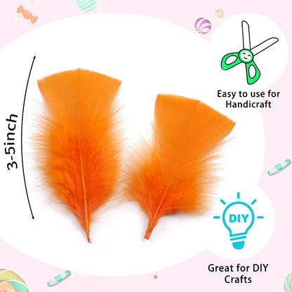 Yellow Turkey Craft Feathers Bulk for Crafts Supplies,300Pcs,3-5inch | Soft Natural Small Feathers for DIY School Crafts,Dream Catcher,Easter,Halloween,Thanksgiving Home Party and Costume Decor