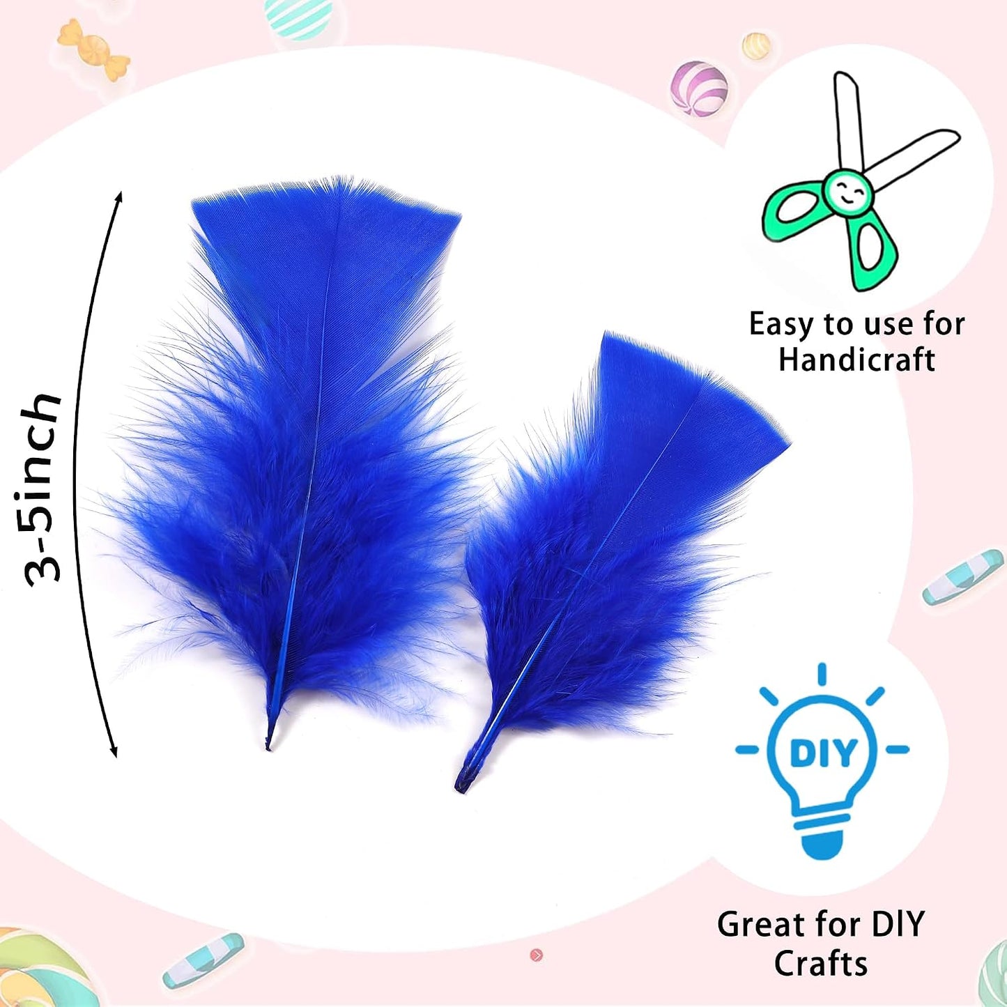 Yellow Turkey Craft Feathers Bulk for Crafts Supplies,300Pcs,3-5inch | Soft Natural Small Feathers for DIY School Crafts,Dream Catcher,Easter,Halloween,Thanksgiving Home Party and Costume Decor
