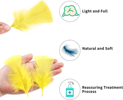 Yellow Turkey Craft Feathers Bulk for Crafts Supplies,300Pcs,3-5inch | Soft Natural Small Feathers for DIY School Crafts,Dream Catcher,Easter,Halloween,Thanksgiving Home Party and Costume Decor