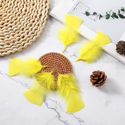Yellow Turkey Craft Feathers Bulk for Crafts Supplies,300Pcs,3-5inch | Soft Natural Small Feathers for DIY School Crafts,Dream Catcher,Easter,Halloween,Thanksgiving Home Party and Costume Decor