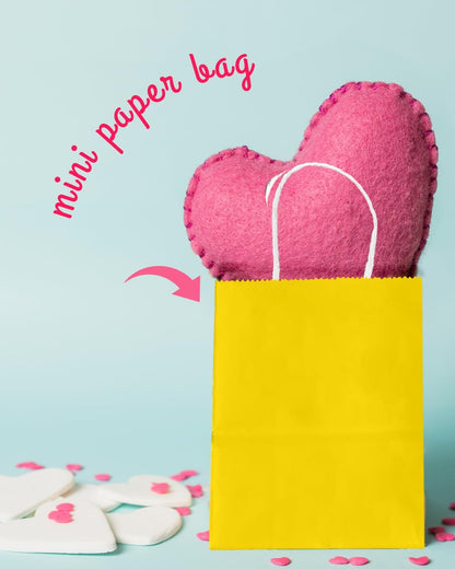 100 Pcs Bright Yellow Mini Paper Gift Bags with Handles 6"x4.5"x2.5" Party Favor Bags Multiple Uses (Mini size)