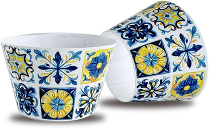 Blue Tile and Lemons Cupcake Wrappers,Mediterranean Tiles,24 Lemon Cupcake Toppers +Cupcake Wrappers