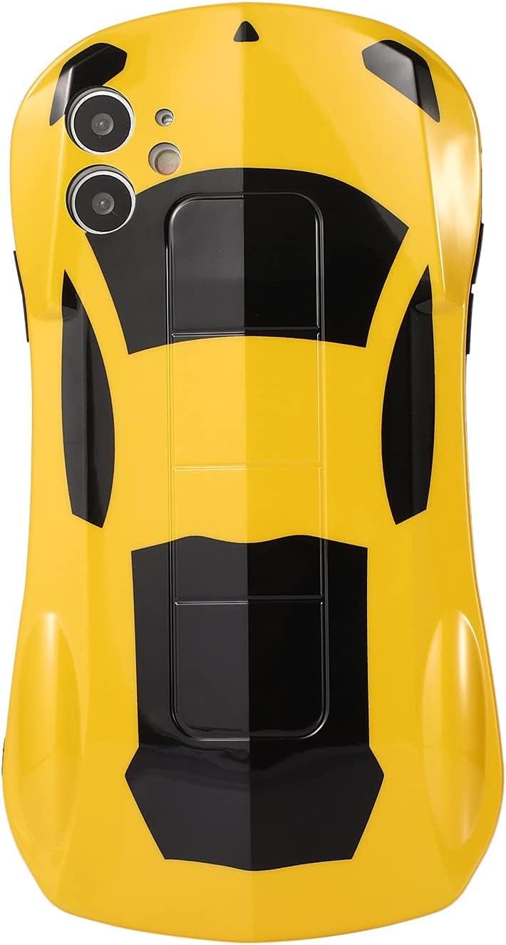 Creative Case Compatible with iPhone 12 Mini Fun Unique 3D Cool Car Cartoon Bumper Shockproof Anti-Drop Protection for Women Men Yellow