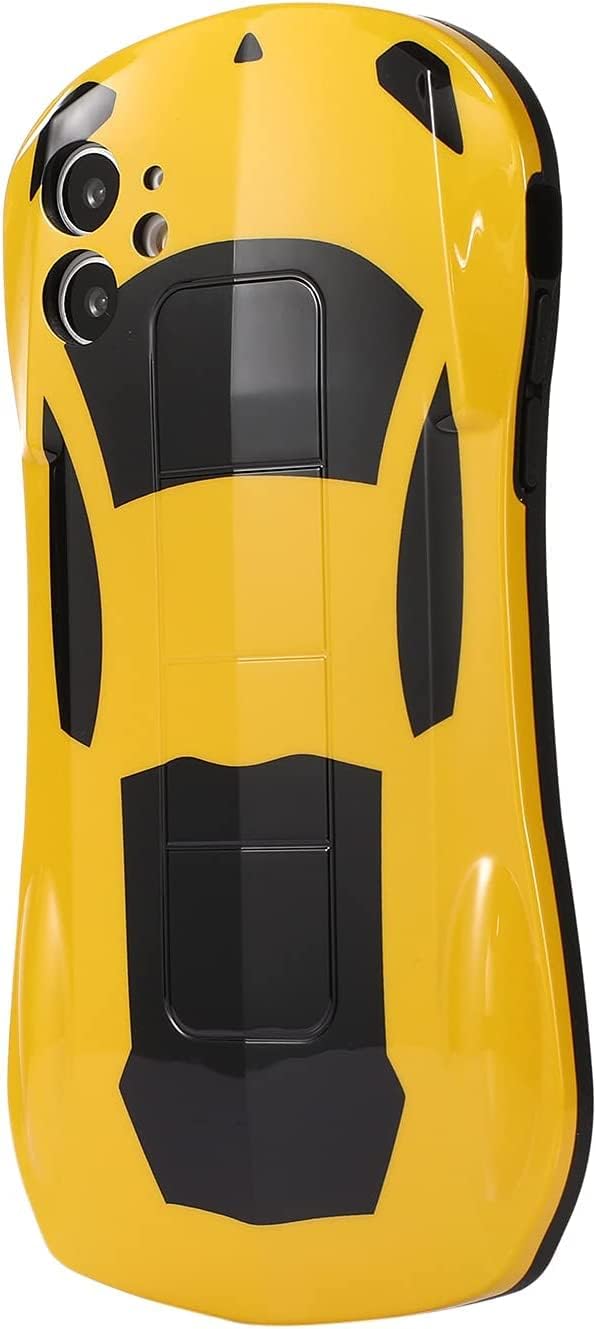 Creative Case Compatible with iPhone 12 Mini Fun Unique 3D Cool Car Cartoon Bumper Shockproof Anti-Drop Protection for Women Men Yellow