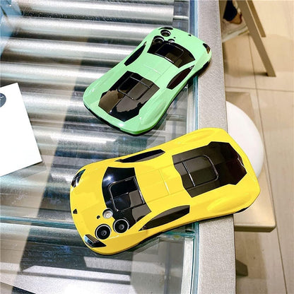 Creative Case Compatible with iPhone 12 Mini Fun Unique 3D Cool Car Cartoon Bumper Shockproof Anti-Drop Protection for Women Men Yellow