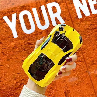 Creative Case Compatible with iPhone 12 Mini Fun Unique 3D Cool Car Cartoon Bumper Shockproof Anti-Drop Protection for Women Men Yellow